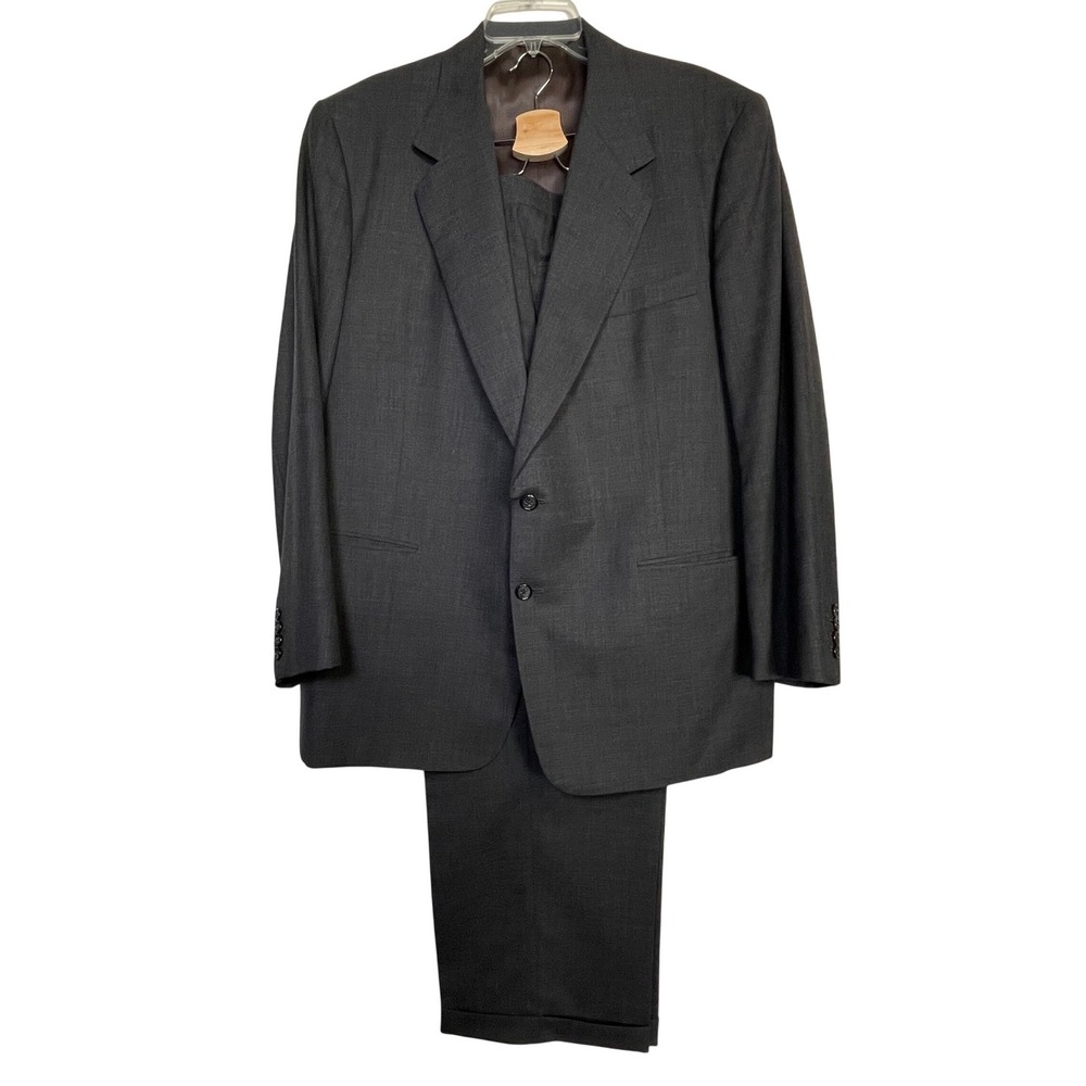 Walter Fong Vintage Custom Tailored Suit Charcoal 2pc Men's 42R 34x28 Wool?
